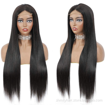 130% 150% 180% Wholesale 4x4 Lace Closure Wig Vendors 100% Aligned Cuticle Wig 4x4 Closure Natural Straight Human Hair Wigs